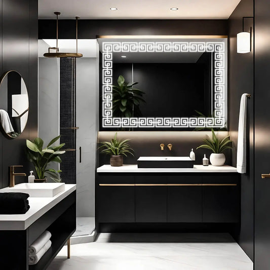 Greek Key LED Light Mirror