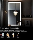 Modern Wall-mounted, rectangular smart mirror with a frameless design and adjustable LED light. This mirror is perfect for any bathroom or bedroom and provides a bright, clear reflection with customizable lighting options, the light can be controlled with touch, handwave, or motion sensor technology.