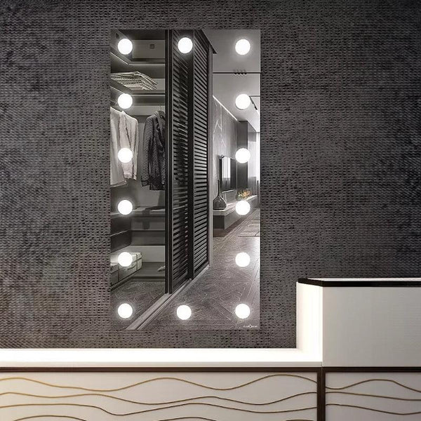 Full Length Bedroom Mirror with Bulbs | 5-Year Warranty | 3W Bright Blubs | Glazonoid