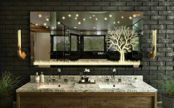 customizable rectangular LED mirror for home decor