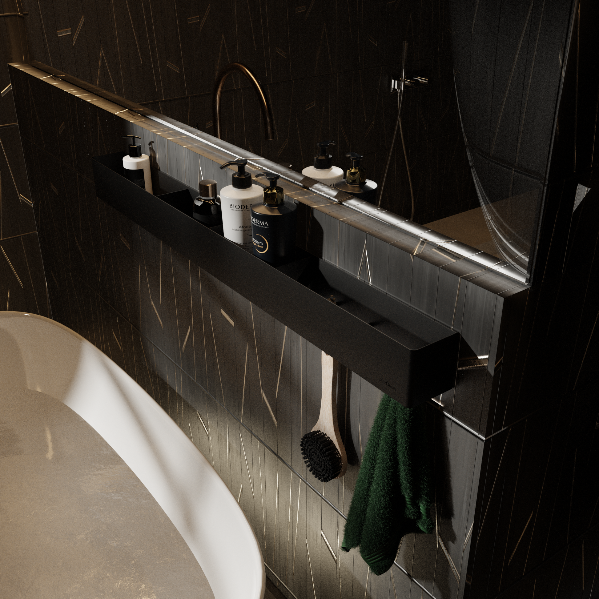 Trace | Horizontal Bathroom Organiser | Waterproof | Aircraft Grade Stainless Steel