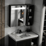 Single Door Mirror Cabinet | Matt Black | Bluetooth
