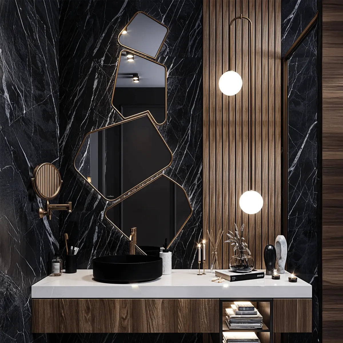 Geometric Luxe Mirror | Stainless Steel Frame | Corrosion Free | Premium Quality | Glazonoid