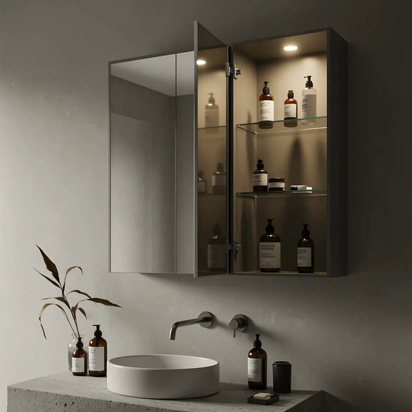 Triple Door Cabinets | Matt Black Finish | UV Light Enabled