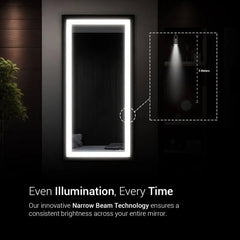 Elegant Border Design Mirror With Lights | 5-Year Warranty, Premium Quality, Customizable LED Lighting | Glazonoid