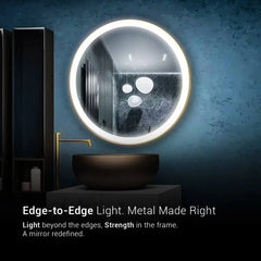 Round SS304 Metal Framed Mirror | Bright LED Lights | Corrosion Free | Glazonoid