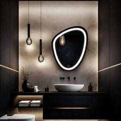 Pebble-Shaped Mirror With Lights | 5-Year Warranty, Premium Quality, Customizable LED Lighting
