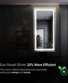 Eco-friendly, full-length LED mirror with a bright white light for clear reflection. This mirror is perfect for a bathroom or bedroom, and it will help you save energy and money. The mirror has a bright light that is perfect for applying makeup or shaving.
