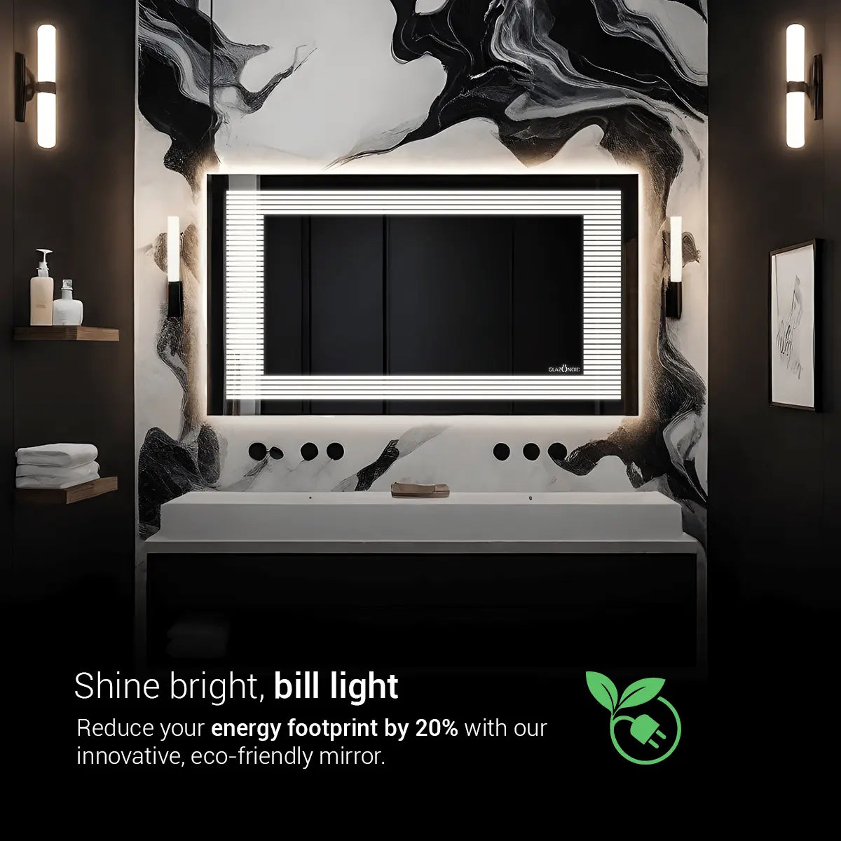 Horizontal Bright LED Lights Mirror | 5-Year Warranty, Premium Quality | Customizable LED Lighting