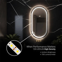Capsule Shaped LED Mirror with Backlit | 5-Year Warranty, Premium Quality, Customizable LED Lighting