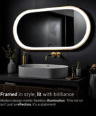 Pill Shaped Metal Mirror | Bright LED Lights |Corrosion Free | Premium Quality | Glazonoid