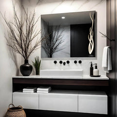 Relaxing Plant Design Mirror With Bright LED Lights | 5-Year Warranty, Premium Quality, Customizable Design | Glazonoid