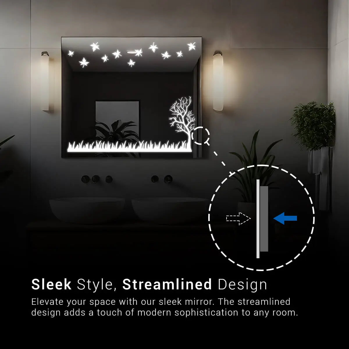 Nature's essence  Design Mirror With Lights | 5-Year Warranty, Premium Quality, Customizable LED Lighting | Glazonoid