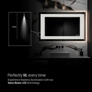 Horizontal Bright LED Lights Mirror | 5-Year Warranty, Premium Quality | Customizable LED Lighting