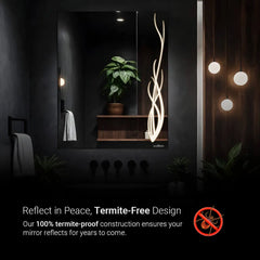 Relaxing Plant Design Mirror With Bright LED Lights | 5-Year Warranty, Premium Quality, Customizable Design | Glazonoid
