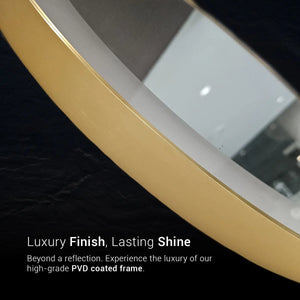 Round SS304 Metal Framed Mirror | Bright LED Lights | Corrosion Free | Glazonoid