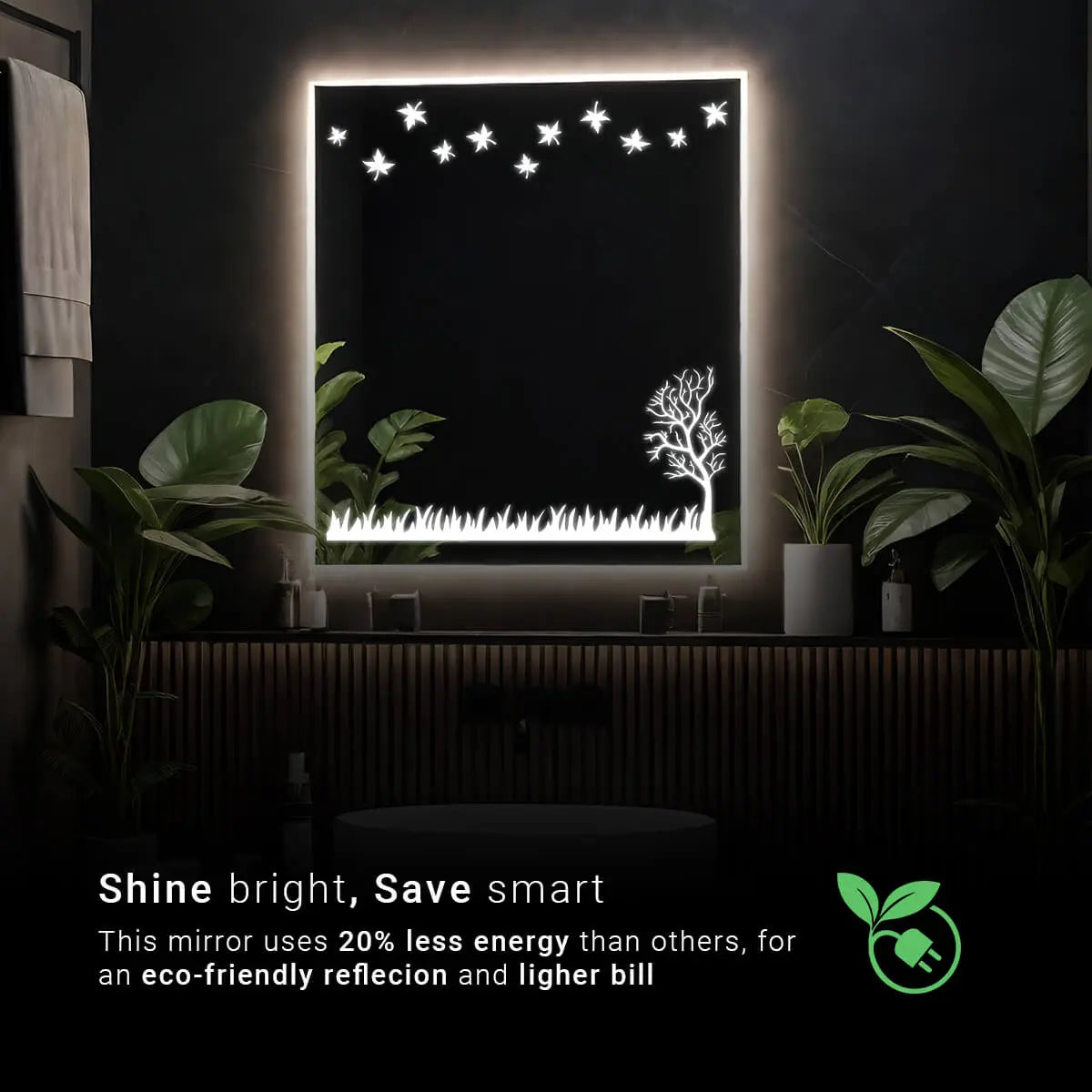 Nature's essence  Design Mirror With Lights | 5-Year Warranty, Premium Quality, Customizable LED Lighting | Glazonoid