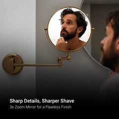 Round Shaving Mirror | 3X Magnification | Shatterproof Glass | Adjustable arm
