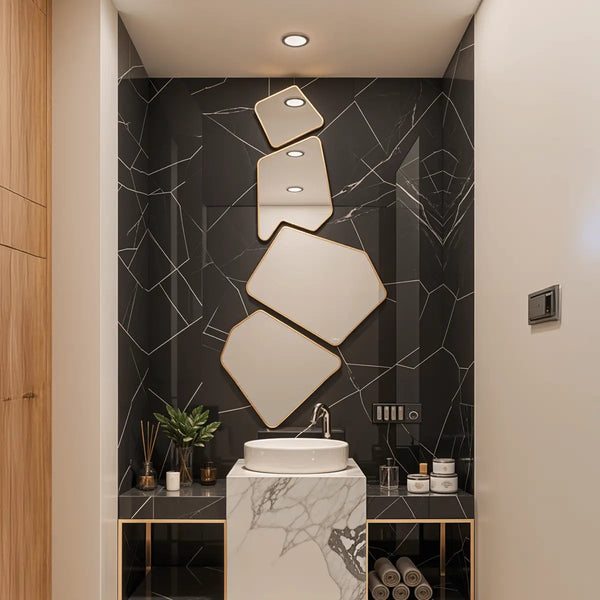 Geometric Luxe Mirror | Stainless Steel Frame | Corrosion Free | Premium Quality | Glazonoid
