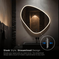 Modern-Shaped LED Mirror | 5-Year Warranty, Premium Quality, Customizable LED Lighting | Glazonoid