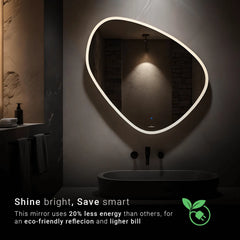 Modern-Shaped LED Mirror | 5-Year Warranty, Premium Quality, Customizable LED Lighting | Glazonoid