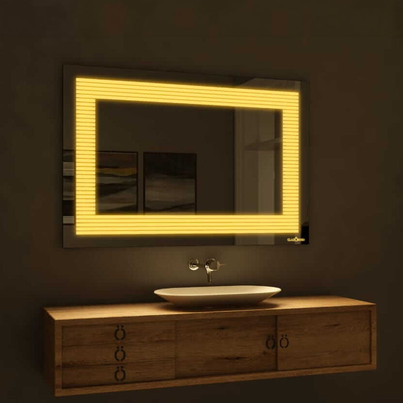 Horizontal Bright LED Lights Mirror | 5-Year Warranty, Premium Quality | Customizable LED Lighting