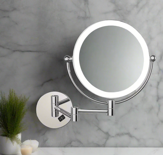 Round LED Shaving Mirror | 3X Magnification | Chrome Finish