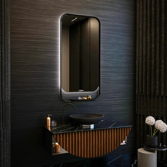 Metal Mirror with Shelf | PVD Stainless Steel Frame | Waterproof