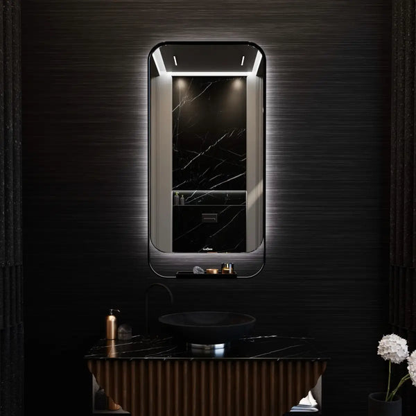 Metal Mirror with Shelf | PVD Stainless Steel Frame | Waterproof