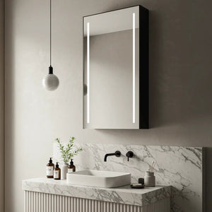 Single Door Mirror Cabinet | Matt Black | Bluetooth