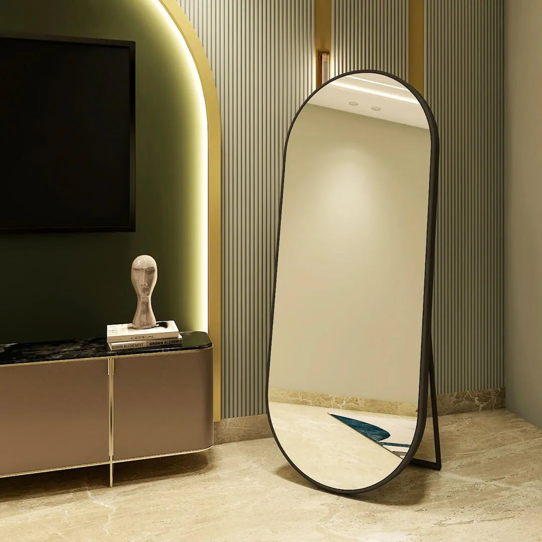 Capsule Standing Mirror with SS Frame | Corrosion Free | Premium Quality | Glazonoid