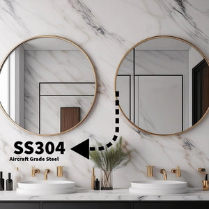 Round PVD Stainless Steel Mirror | Corrosion Free | Waterproof | Premium Quality | Glazonoid