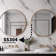Round PVD Stainless Steel Mirror | Corrosion Free | Waterproof | Premium Quality | Glazonoid