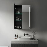 Double Door Mirror Cabinet | Matt Black | Bluetooth