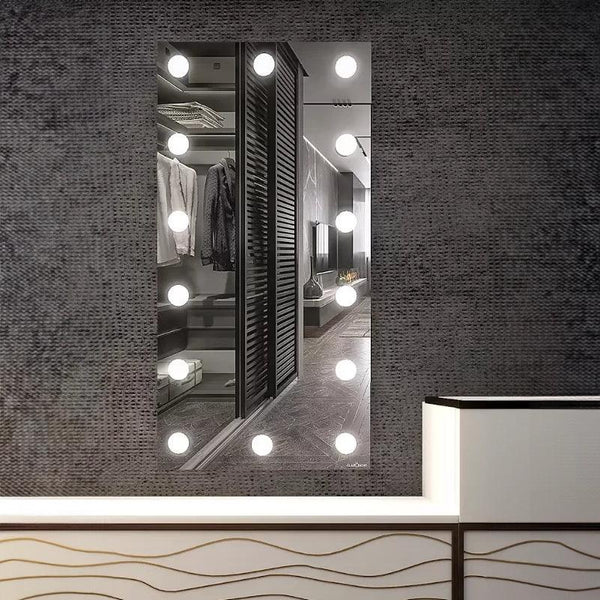 Full Length Bedroom Mirror with Bulbs | 5-Year Warranty, Premium Quality, Customizable LED Lighting | 3W Bright Blubs | Glazonoid - Glazonoid