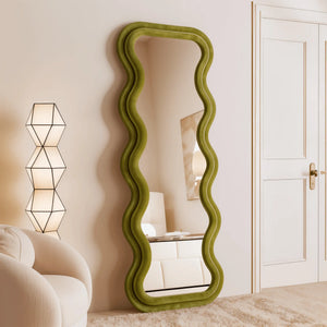 Velvet Fabric Wave Mirror  | High Density Foam