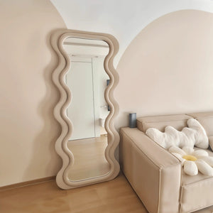 Velvet Fabric Wave Mirror  | High Density Foam