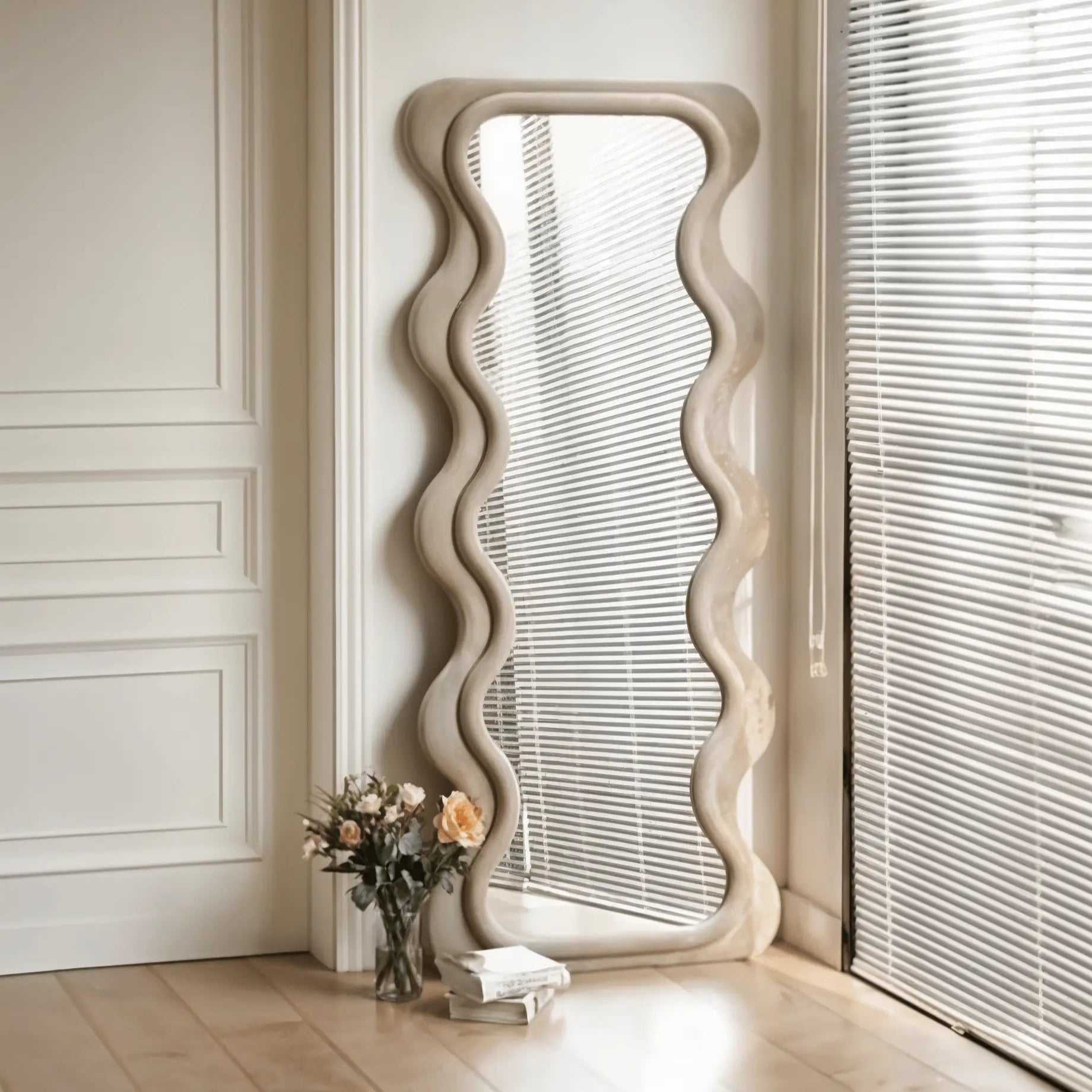 WaveLuxe Mirror | Velvet Fabric | High Density Foam
