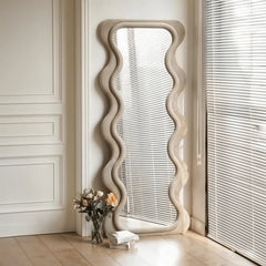 Velvet Fabric Wave Mirror  | High Density Foam