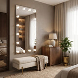 Full Length Bedroom Mirror with Bulbs | 3W Studio Lit