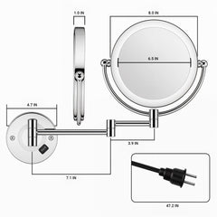 Round LED Shaving Mirror | 3X Magnification | Chrome Finish