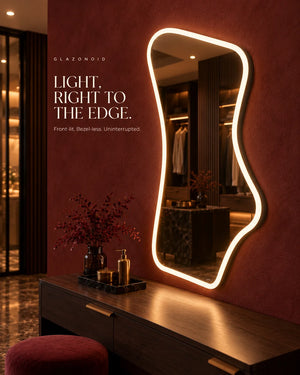 Pinched Ribbon Bezel-less LED Mirror