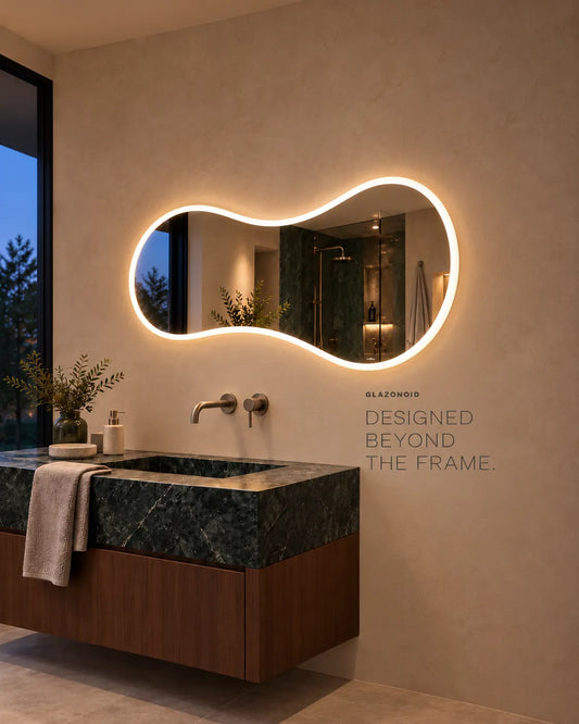 Glazonoid Tidal bezel-less LED mirror view 2