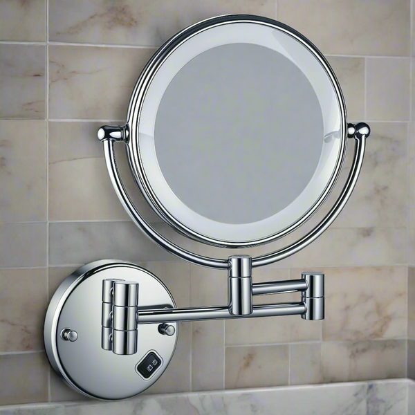 Round LED Shaving Mirror | 3X Magnification | Chrome Finish