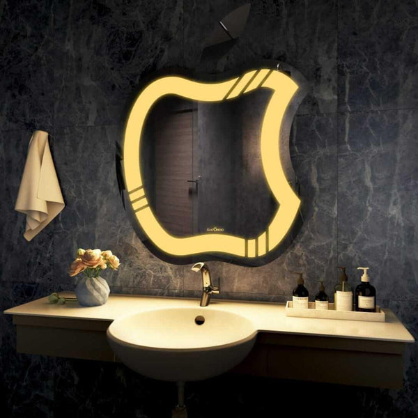customizable Apple shape LED mirror for home decor