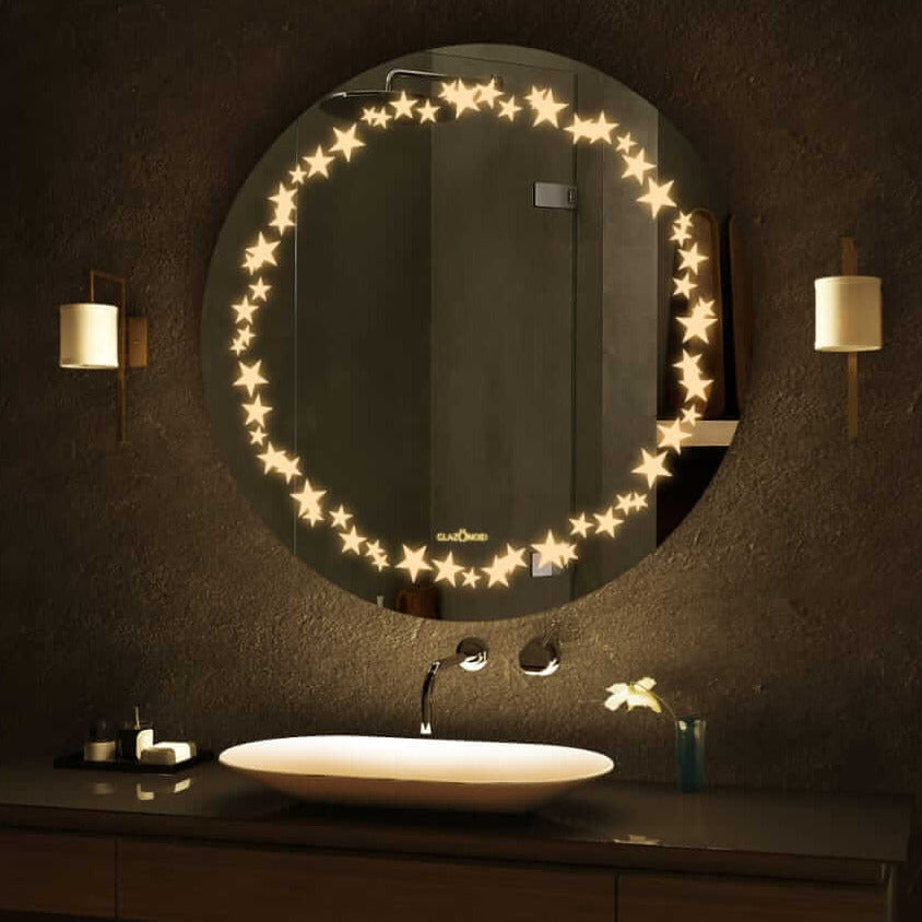 customizable round shape LED mirror for washroom
