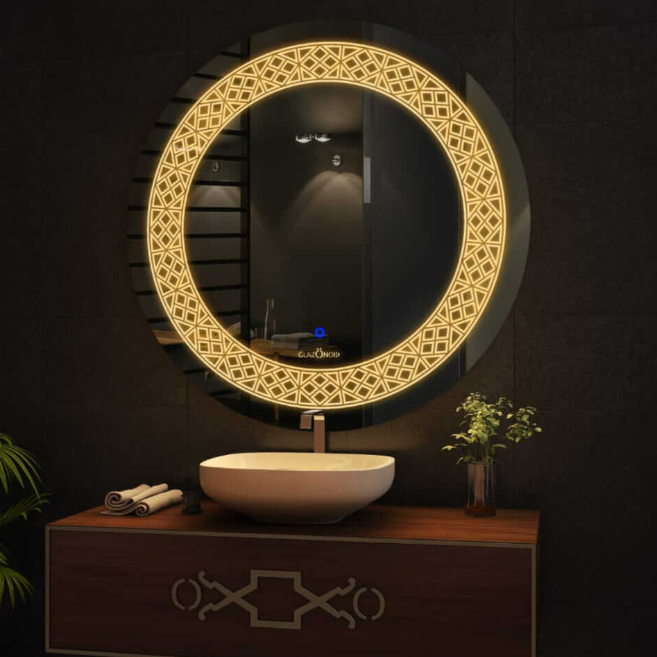 round mirror for wall above washbasin