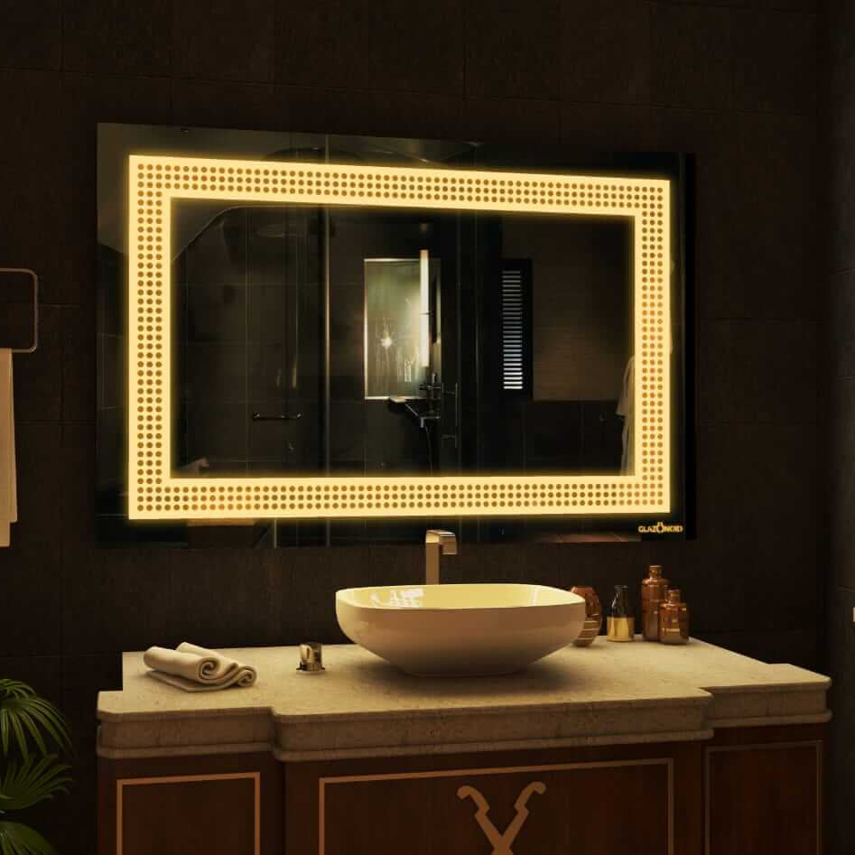 rectangular LED mirror for bathroom