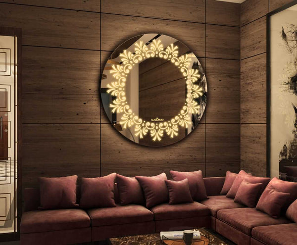 rounded LED mirror for living room
