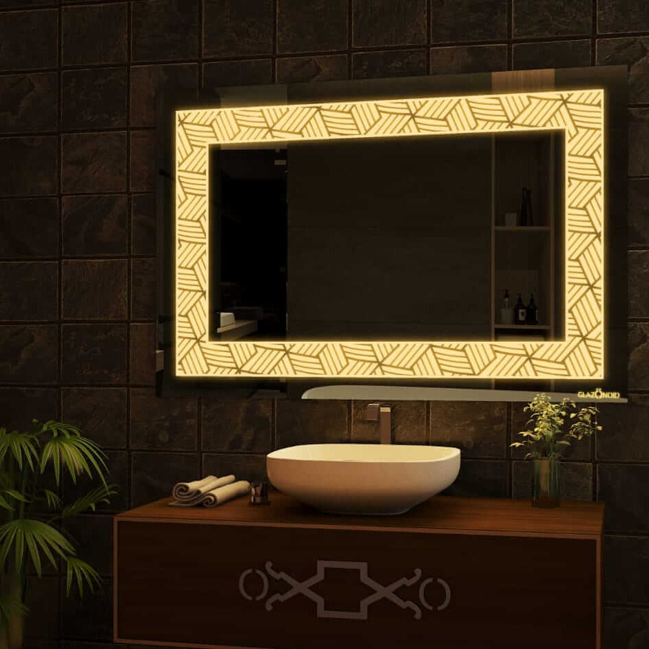 Mirror with Warm White Lights over the Washbasin